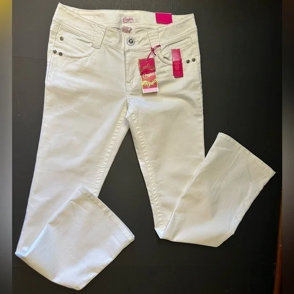 Candie’s white boot cut jeans with embroidered pockets NWT Sz-9 U19 - Picture 4 of 8